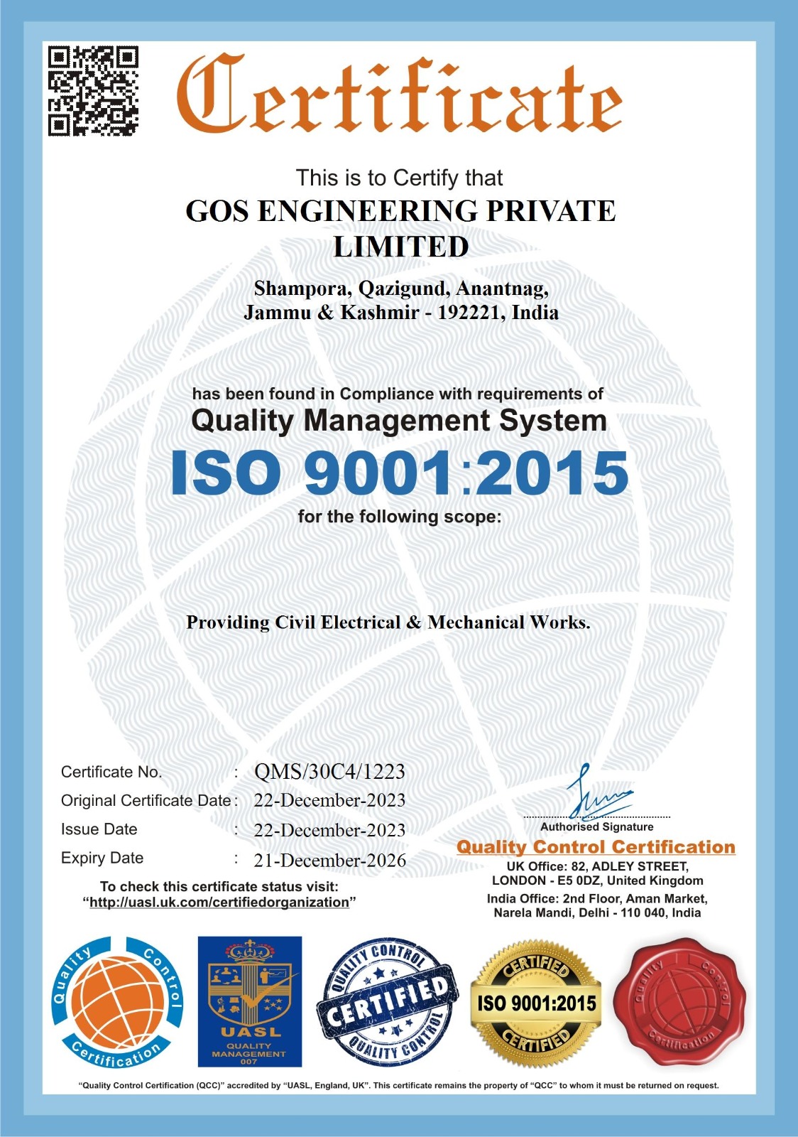 ISO 9001:2015 certification